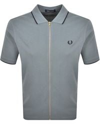 Fred Perry - Textured Zip Through Polo - Lyst