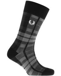 Fred Perry Logo Tartan Socks - Gray