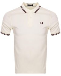 Fred Perry Slim Fit Twin Tipped Polo Ecru / Oxblood / Oxblood - Natural