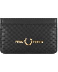 Fred Perry Leather Textured Card Holder - Black