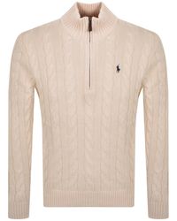 Ralph Lauren - Half Zip Cable Knit Jumper - Lyst