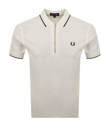 Fred Perry - Zip Neck Crepe Polo - Lyst