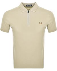 Fred Perry - Quarter Zip Polo T Shirt - Lyst