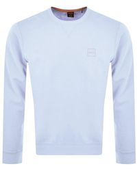 BOSS by HUGO BOSS Westart Logo Cotton Sweatshirt in Blue for Men Mens Clothing Activewear gym and workout clothes Sweatshirts 
