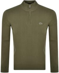 Lacoste - Quarter Zip Logo Knit Jumper - Lyst