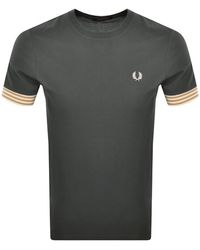 Fred Perry - Striped Cuff T Shirt - Lyst
