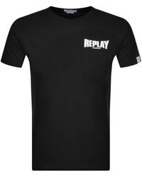 Replay Logo Crew Neck T Shirt - Black
