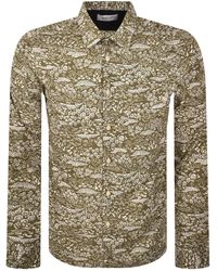 Replay - Patterned Long Sleeved Shirt Army - Lyst
