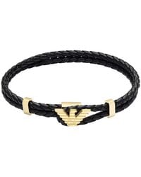 Armani - Emporio Leather Id Bracelet - Lyst