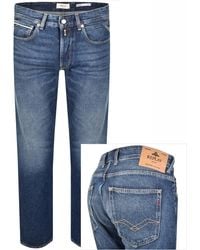 Replay - Grover Straight Fit Mid Wash Jeans - Lyst