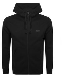 boss athleisure saggy full zip hoodie black