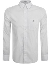 GANT - Micro Print Poplin Long Sleeved Shirt - Lyst