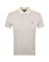 Tommy Hilfiger - Microprint Pique Polo T Shirt Ivory - Lyst