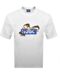 HUGO - Artwork T Shirt Open - Lyst