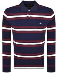 GANT - Striped Long Sleeve Polo T Shirt - Lyst