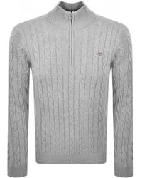 GANT - Cotton Cable Knit Half Zip Jumper - Lyst