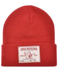 True Religion Concert Patch Beanie Hat - Red