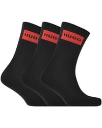 HUGO - 3 Pack Rib Label Logo Socks - Lyst