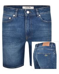 Lacoste - Straight Fit Denim Shorts Mid Wash - Lyst
