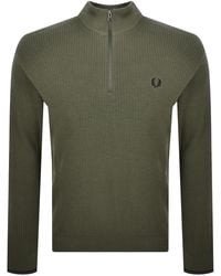 Fred Perry - Half Zip Waffle Knit Jumper - Lyst