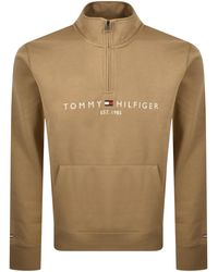 Tommy Hilfiger - Quarter Zip Logo Sweatshirt - Lyst