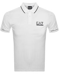 EA7 - Emporio Armani Short Sleeved Polo T Shirt Whit - Lyst