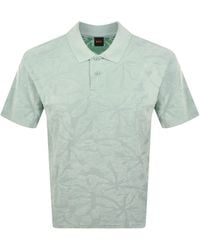 BOSS - Boss Flower Towel Polo T Shirt Aqua - Lyst