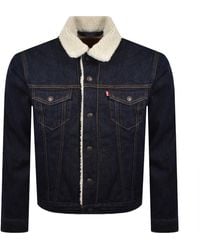 Levi's - Denim Sherpa Trucker Jacket Dark Wash - Lyst