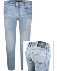 Replay - Anbass Slim Fit Light Wash Jeans - Lyst