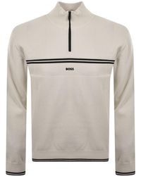 BOSS - Boss Zip Neck Knit Jumper - Lyst
