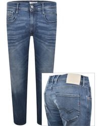 Replay - Anbass Hyperflex Slim Fit Jeans Mid Wash - Lyst