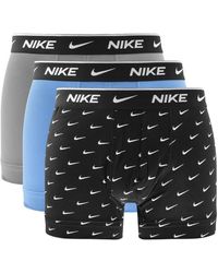 Nike Logo 3 Pack Boxer Trunks - Blue
