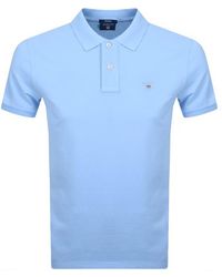 Gant Herren Polo Shirt blau Strukturiert unifarben 2012012 445