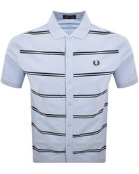Fred Perry - Stripe Button Through Polo T Shirt - Lyst