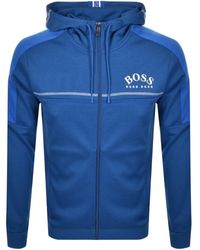 boss athleisure saggy full zip hoodie black