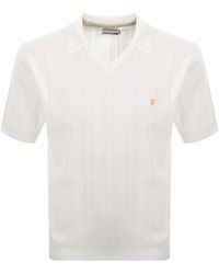 Farah - Farah Woodford Knit Polo T Shirt Ecru - Lyst
