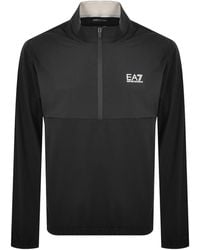 EA7 - Half-Zip Nylon Panel Sweatshirt - Lyst