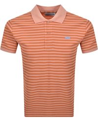 Lacoste - Stripe Polo T Shirt Coral - Lyst