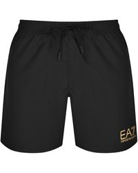 EA7 - Emporio Armani Logo Swim Shorts - Lyst