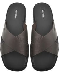 Calvin Klein - Moulded Cross Leather Sandals Burgund - Lyst