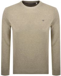 GANT - Micro Textured Crew Neck Jumper - Lyst