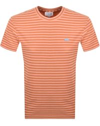 Lacoste - Stripe T Shirt Coral - Lyst