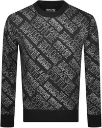 versace jeans crew neck logo sweatshirt black