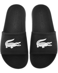 mens black lacoste sliders