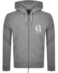 ARMANI EXCHANGE - Full Zip Logo Hoodie - Lyst