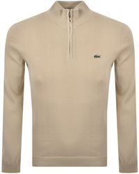 Lacoste - Quarter Zip Logo Knit Jumper - Lyst