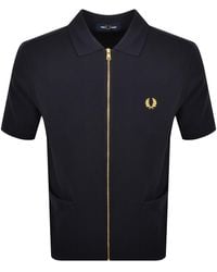 Fred Perry - Zip Through Waffle Polo Shirt - Lyst