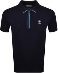 Sandbanks - Stripe Knitted Quarter Zip Polo - Lyst