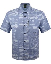 BOSS - Boss Globe Print Short Sleeved Shirt Light - Lyst