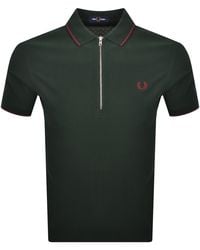 Fred Perry - Zip Neck Crepe Polo - Lyst